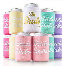 Load image into Gallery viewer, Bride&#39;s Babes Bachelorette Party Regular Cans Bottles Coozies - Retro Rainbow - 11 Pack