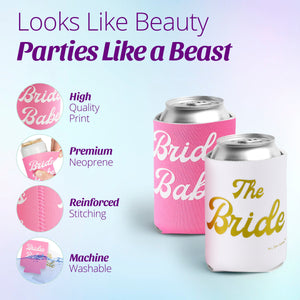 Bride's Babes Bachelorette Party Regular Cans Bottles Coozies - Retro Rainbow - 11 Pack