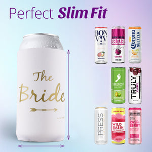 Bride Tribe Bachelorette Party Skinny Slim Can Coozies - Rosé Pink - 11 Pack